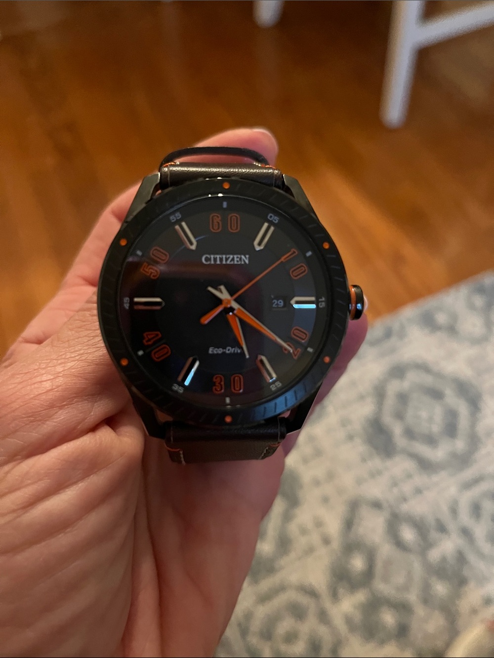 Citizen Black and Orange Dial Men's Eco-Drive Watch
